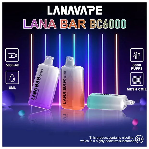 Lana拉娜拋棄式一次性電子煙|Lana Bar BC6000 Puffs|可充電 濃郁口感